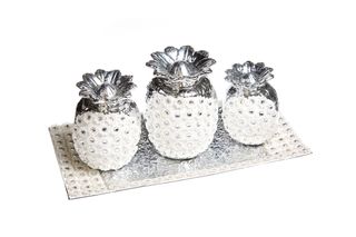 Set de ceramica decor argintiu